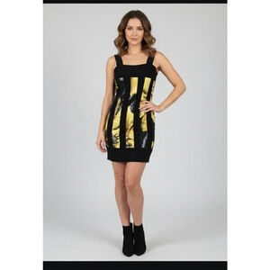 Vintage FRANK LYMAN DESIGN Black & Yellow Mini Dress Size 6